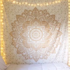 Gold Mandala Tapestry